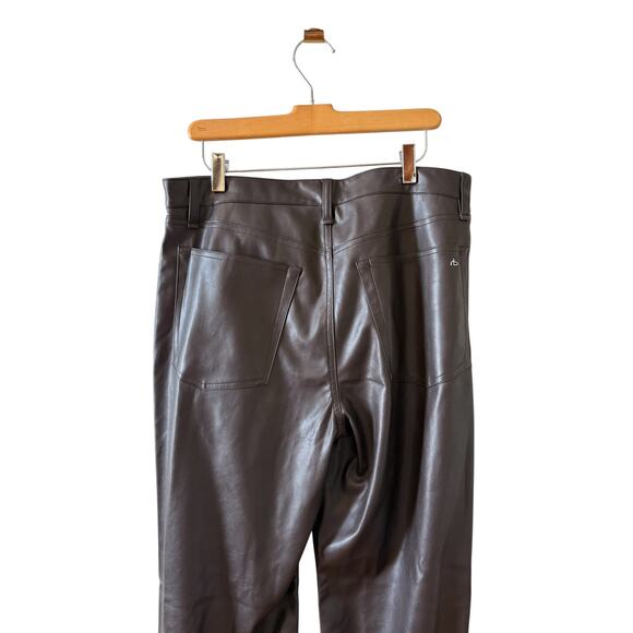Rag & Bone Harlow Straight Leg Faux Leather Pants Dark Brown 32 - Picture 5 of 8